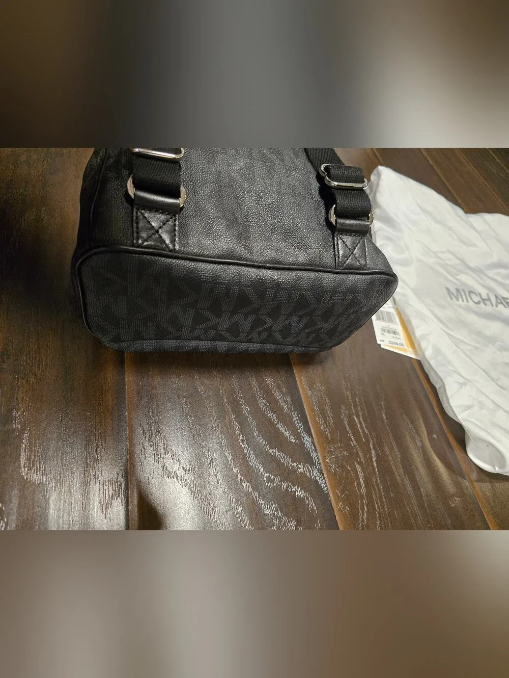 Michael Kors Signature Monogram Backpack with Dust Bag and tags black purse bag